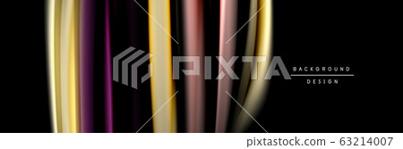 Silk and smooth flow wave poster design. Color waves, liquid style lines and shapes in black color background Silk and smooth flow wave poster design. Color waves, liquid style lines and shapes in black color background 63214007