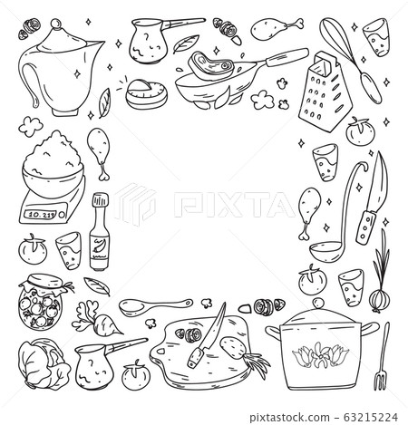 Monochrome pattern with gastronomy icons, vector cuisine and fast food cafe bright background for menu, receipts. Monochrome pattern with gastronomy icons, vector cuisine and fast food cafe bright background for menu, receipts. 63215224