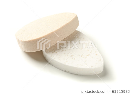Bath sponges isolated on white background, closeup 63215983