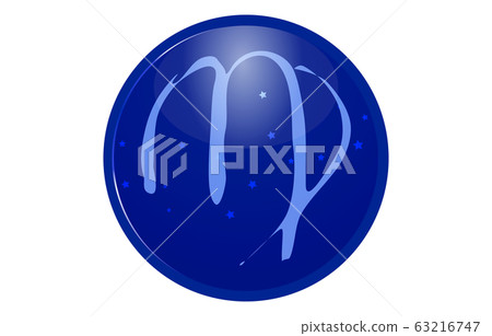 藍色12星座圖標，帶星形排列：處女座 63216747