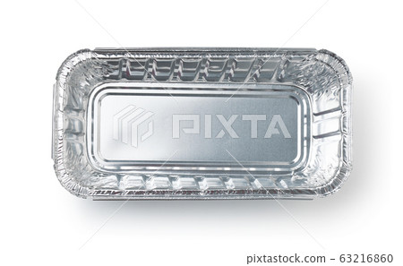 Top view of empty disposable aluminium foil baking Top view of empty disposable aluminium foil baking 63216860