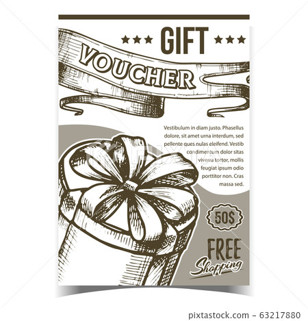 Gift Voucher Round Box Advertising Banner Vector 63217880