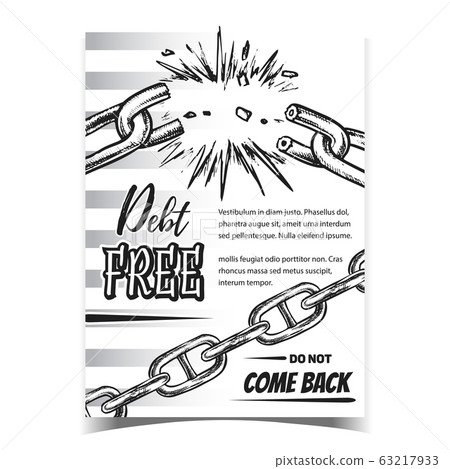Debt Free Breaking Metal Chain On Poster Vector Debt Free Breaking Metal Chain On Poster Vector 63217933