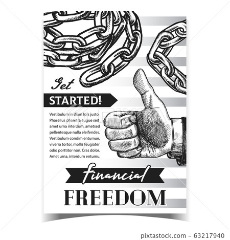 Financial Freedom Thumb Up Gesture Banner Vector Financial Freedom Thumb Up Gesture Banner Vector 63217940