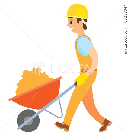 Person with Building Material in Carriage Vector Person with Building Material in Carriage Vector 63218044