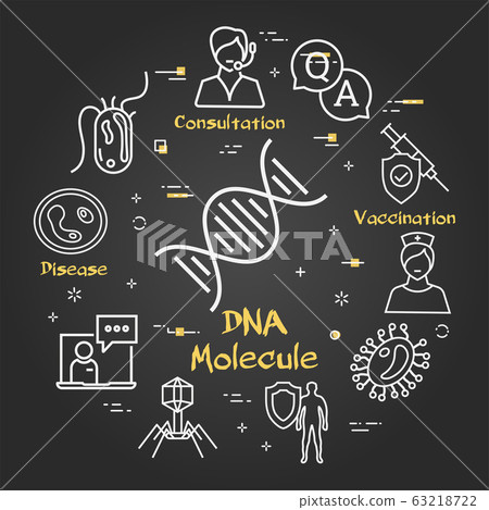Vector black concept of bacteria and viruses - dna molecule icon 63218722
