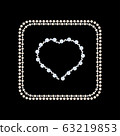 Heart shaped pearl frame isolated on black background. 63219853