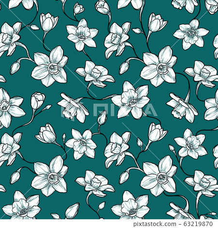 Narcissus floral pattern. Seamless design 63219870