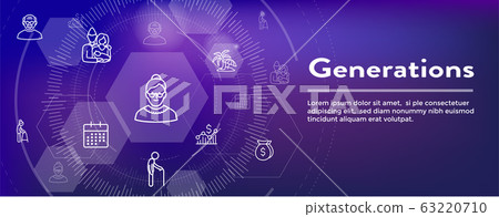 Generations and Aging Web Header Banner and Icon 63220710