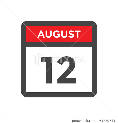 August 12 calendar icon with day of month August 12 calendar icon with day of month 63220714