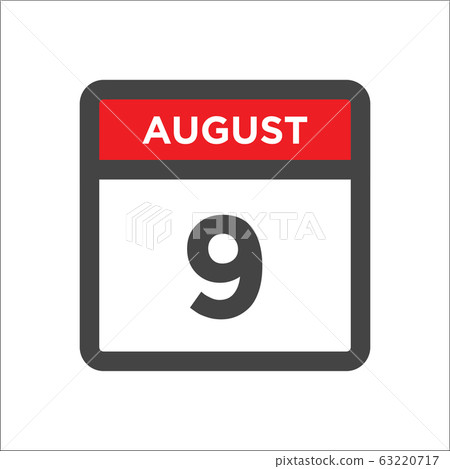 August 9 calendar icon with day of month August 9 calendar icon with day of month 63220717