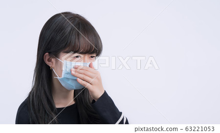 嘴女人隔離咳嗽女人女人面具咳嗽流感冠狀病毒面具 63221053