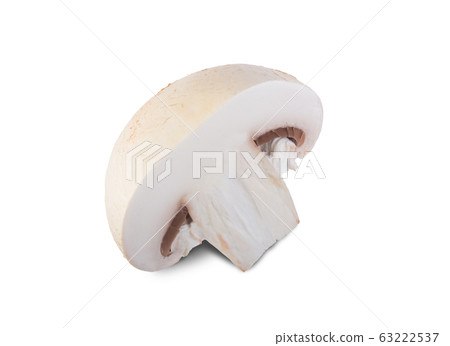 Half of the mushroom is isolated on a white Half of the mushroom is isolated on a white 63222537