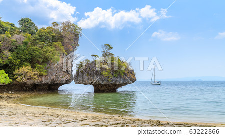 Mushroom or umbrella shape rock on beach at Koh Mushroom or umbrella shape rock on beach at Koh 63222866