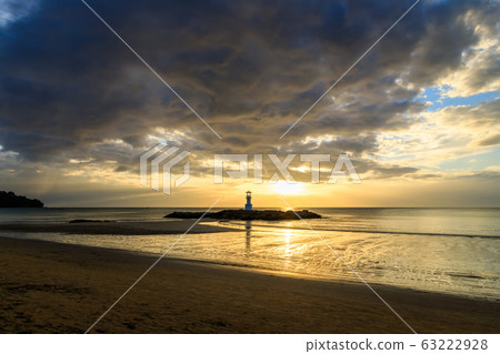 Famous Khao Lak beach with light beacon or 63222928