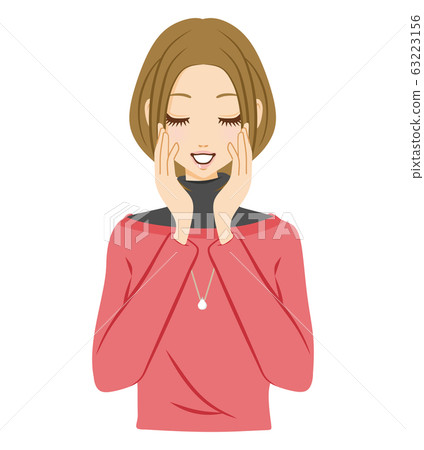Woman smiling, happy, shy Woman smiling, happy, shy 63223156