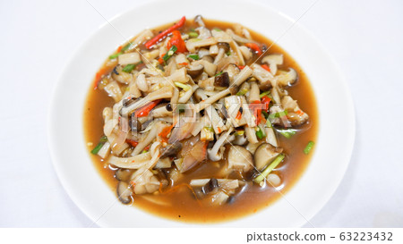 Mushroom chili paste in a tableware bowl. 63223432