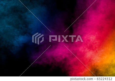 Multi colored particles explosion on black background. Multi colored particles explosion on black background. 63224312