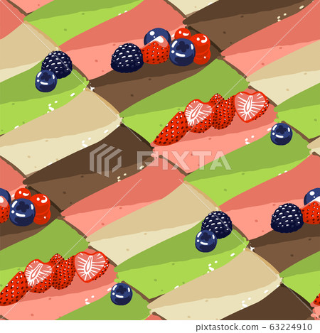 Triangular cheesecake pieses of different tasted covered with berries Triangular cheesecake pieses of different tasted covered with berries 63224910