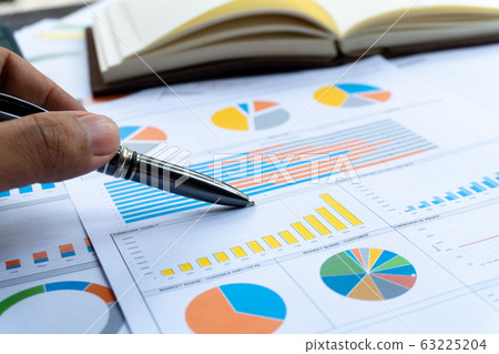 Business report and coin for review market share and budget 63225204