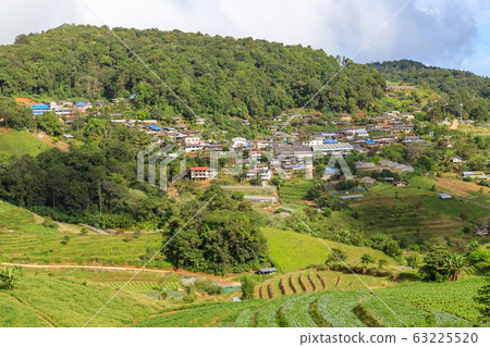 Hill tribe village on mountain in Mae Rim, Chiang Hill tribe village on mountain in Mae Rim, Chiang 63225520