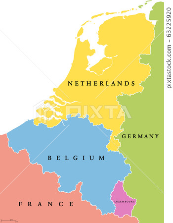 Belgium Netherlands Border Map Benelux Single States Political Map. Region... - Stock Illustration  [63225920] - Pixta