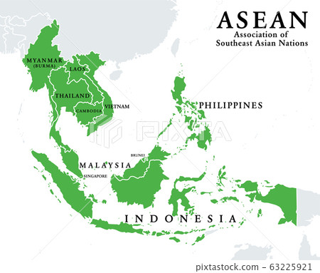 Map Of Asean Countries Asean Member States, Infographic And Map.... - Stock Illustration  [63225921] - Pixta