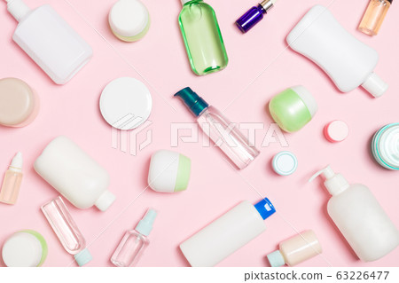 Group of plastic bodycare bottle Flat lay Group of plastic bodycare bottle Flat lay 63226477