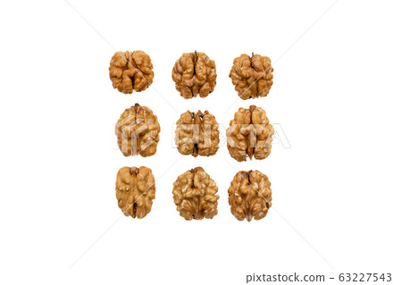 Walnut brain peeled on white background 63227543