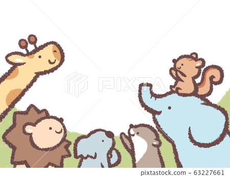 Animals looking up color frame - Stock Illustration [63227661] - PIXTA