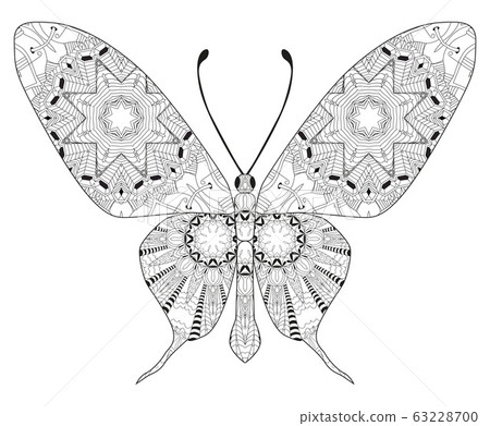 Zentangle stylized butterfly. Hand Drawn lace 63228700