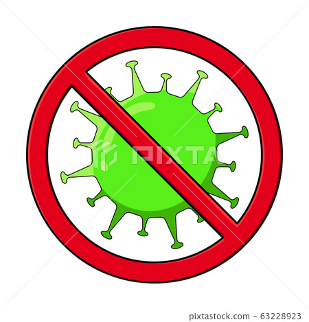 Corona virus vector with warning stop sign on 63228923