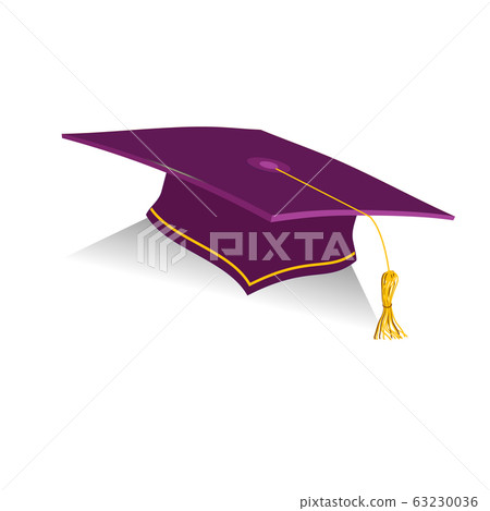 Burgundy Education Cap with golden elements. Marsala graduation student hat Burgundy Education Cap with golden elements. Marsala graduation student hat 63230036