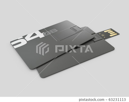 Download 3d Rendering Of Plastic Usb Card Mockup Stock Illustration 63231113 Pixta PSD Mockup Templates