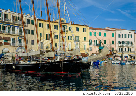 Old-fashion wooden sailing boats at Elba island, Portoferraio Old-fashion wooden sailing boats at Elba island, Portoferraio 63231290