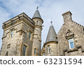 Close view of Glengorm Castle towers 63231594