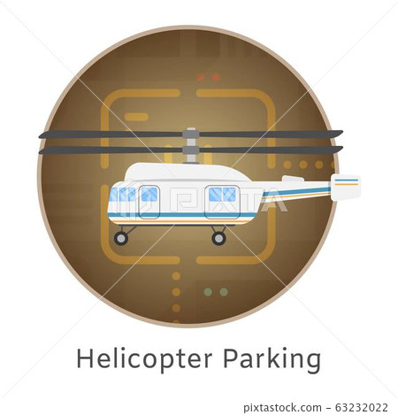Helicopter landing and parking airport terminal top view vector illustration. Helicopter landing and parking airport terminal top view vector illustration. 63232022