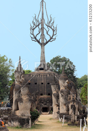 Vientiane Buddha park stone statues in Laos 63233200