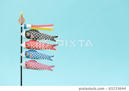 Paper craft carp on light blue background Paper craft carp on light blue background 63233644