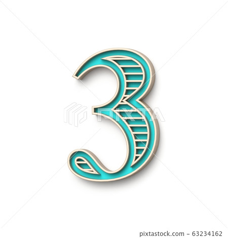 Classic old fashioned font Number 3 THREE 3D 63234162