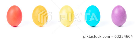 Multi-colored eggs isolated on a white background. Easter concept. Multi-colored eggs isolated on a white background. Easter concept. 63234604
