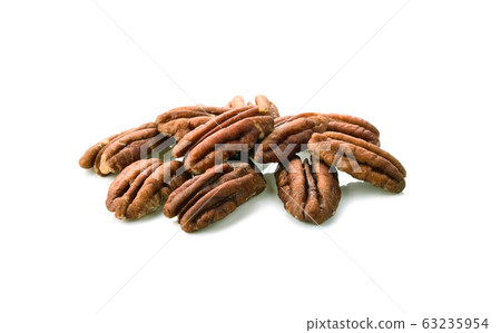 Isolated Pecans on White Background Isolated Pecans on White Background 63235954