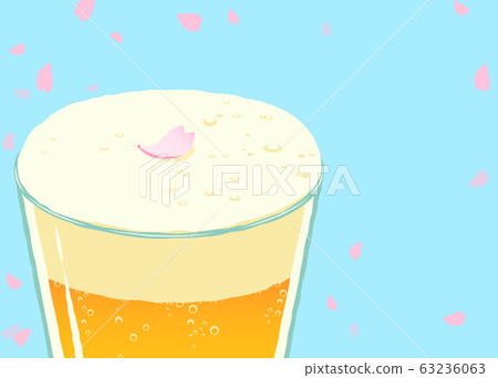 One cherry blossom petal that fell on beer at cherry blossom viewing 63236063