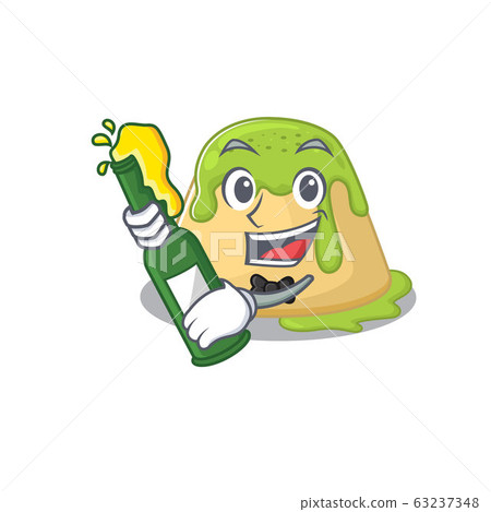 Pudding green tea with bottle of beer mascot cartoon style Pudding green tea with bottle of beer mascot cartoon style 63237348