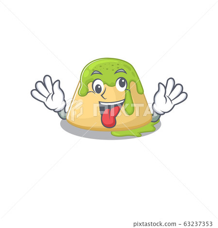 A picture of crazy face pudding green tea mascot design style A picture of crazy face pudding green tea mascot design style 63237353