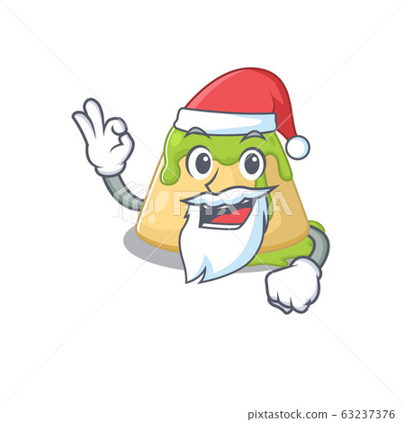 Pudding green tea in Santa cartoon character design showing ok finger 63237376