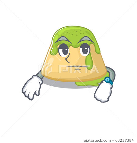 Pudding green tea on waiting gesture mascot design style Pudding green tea on waiting gesture mascot design style 63237394