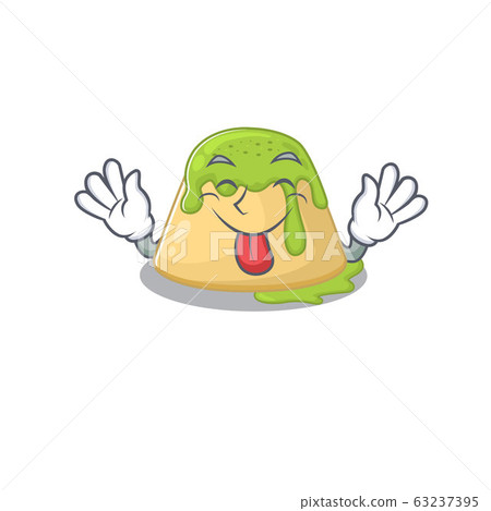 Funny face pudding green tea mascot design style with tongue out Funny face pudding green tea mascot design style with tongue out 63237395