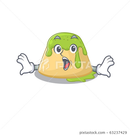 A cartoon character of pudding green tea making a surprised gesture 63237429