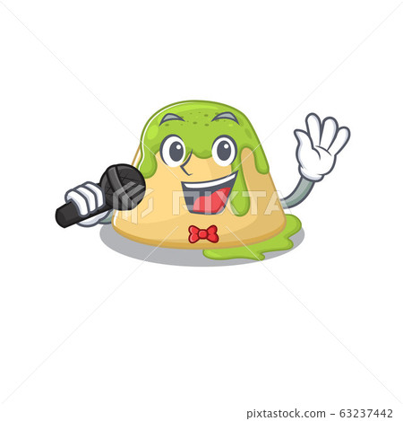 Cute pudding green tea sings a song with a microphone 63237442